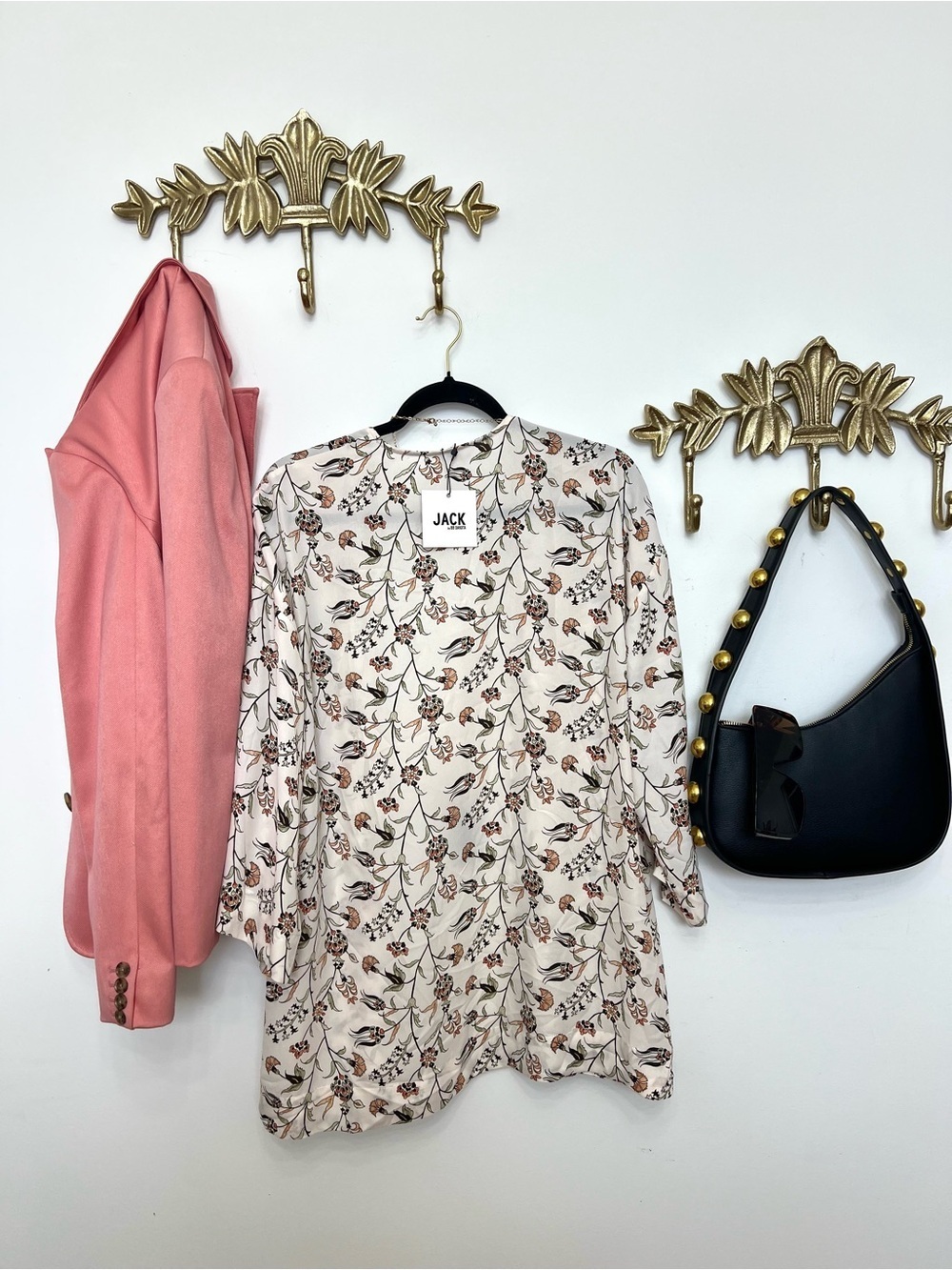 🆕Floral Print Women's open duster cardigan xl fit ptp 23” - Cream with Peach - Picture 3 of 5